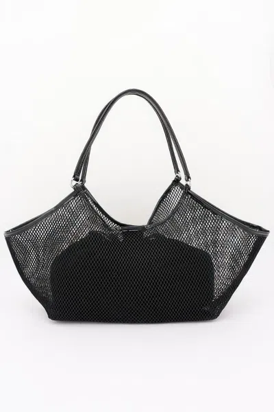 Fashnzfab Mesh Tote Bag With Removable Liner In Black