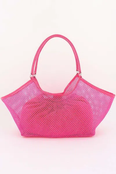 Fashnzfab Mesh Tote Bag With Removable Liner In Pink