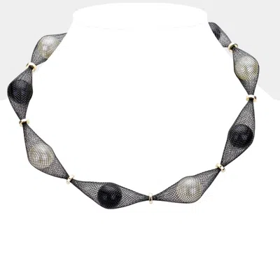 Fashnzfab Mesh Tube Pearl Bracelet / Necklace Black, Cream In Multi