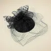 Fashnzfab Mesh Veil Flower Fascinator / Headband In Black