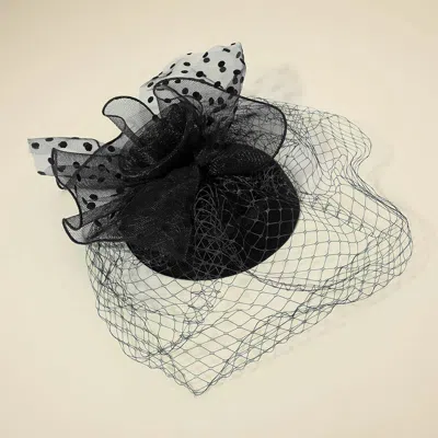 Fashnzfab Mesh Veil Flower Fascinator / Headband In Black