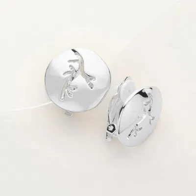 Fashnzfab Metal Abstract Cutout Disc Clip On Earrings In Metallic