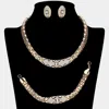 Fashnzfab Metal Abstract Rhinestone Paved Necklace Jewelry Set In Multi