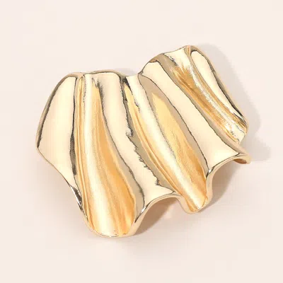 Fashnzfab Metal Abstract Sculptural Pin Brooch In Gold