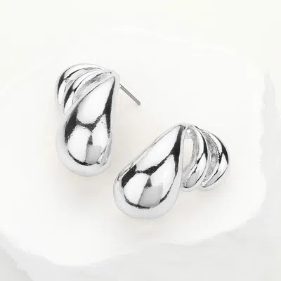 Fashnzfab Metal Abstract Teardrop Earrings - Rhodium In Multi