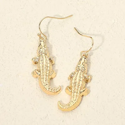 Fashnzfab Metal Alligator Charm Drop Earrings In Gold