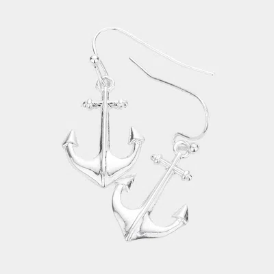 Fashnzfab Metal Anchor Dangle Earrings In Silver