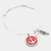 Fashnzfab Metal Anchor Rope Bangle Bracelet Red, Silver In Multi