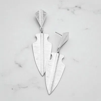 Fashnzfab Metal Arrow Dangle Earrings In Silver
