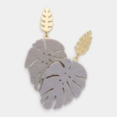 Fashnzfab Metal Back Felt Leaf Dangle Earrings In Gold