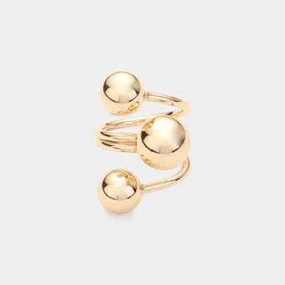 Fashnzfab Metal Ball Abstract Ring In Gold
