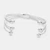 Fashnzfab Metal Ball Accented Cuff Bracelet Silver In Silver