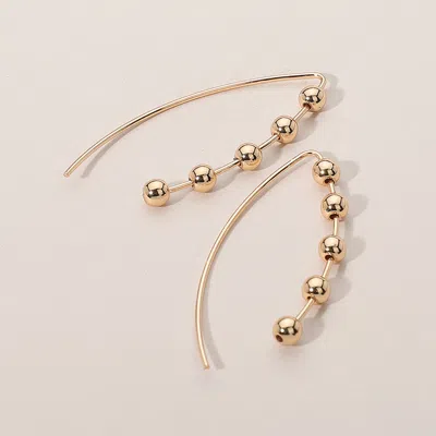 Fashnzfab Metal Ball Accented Curved Drop Earrings In Gold