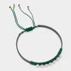 Fashnzfab Metal Ball Beaded Adjustable Cinch Pull Tie Bracelet Neutral, Patina Verdigris In Multi