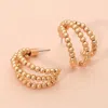 Fashnzfab Metal Ball Beaded Split Hoop Earrings In Gold