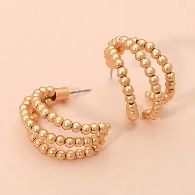 Fashnzfab Metal Ball Beaded Split Hoop Earrings In Gold