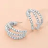 Fashnzfab Metal Ball Beaded Split Hoop Earrings In Silver