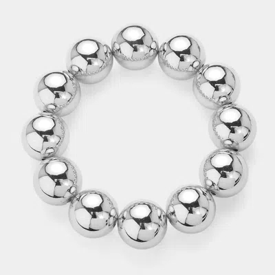 Fashnzfab Metal Ball Beaded Stretch Bracelet In Gray