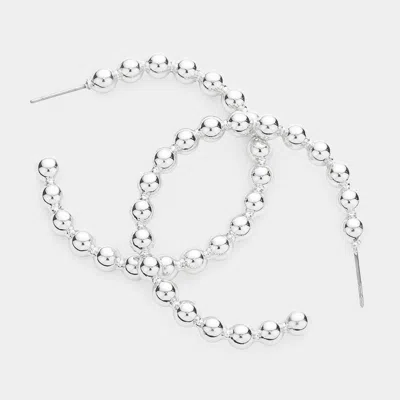 Fashnzfab Metal Ball Cluster Hoop Earrings - Rhodium In Metallic