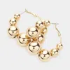 Fashnzfab Metal Ball Cluster Hoop Earrings In Gold