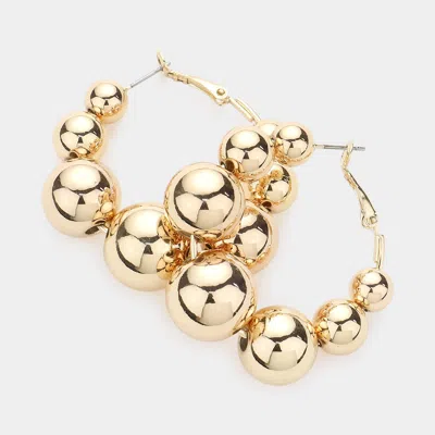 Fashnzfab Metal Ball Cluster Hoop Earrings In Gold