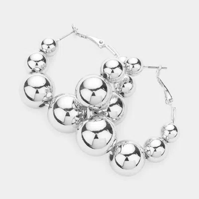Fashnzfab Metal Ball Cluster Hoop Earrings In Metallic