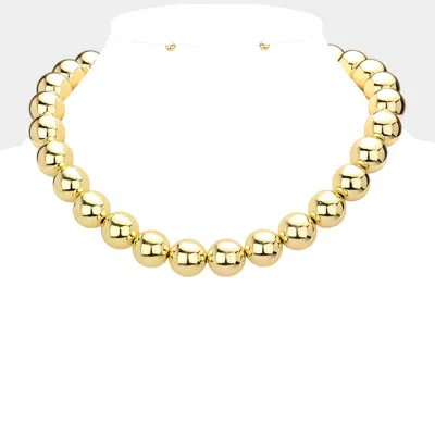 Fashnzfab Metal Ball Cluster Necklace In Gold
