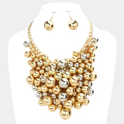 Fashnzfab Metal Ball Cluster Vine Necklace In Gold