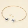 Fashnzfab Metal Ball Collar Choker Necklace In Gold
