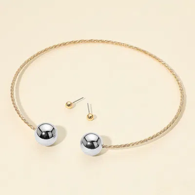 Fashnzfab Metal Ball Collar Choker Necklace In Gold