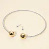 Fashnzfab Metal Ball Collar Choker Necklace In Metallic