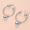 Fashnzfab Metal Ball Dangle Hoop Earrings - Rhodium In Multi