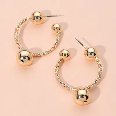 Fashnzfab Metal Ball Dangle Hoop Earrings In Gold