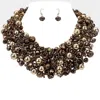 Fashnzfab Metal Ball Faceted Beads Ball Wire Beaded Collar Necklace - Brown In Neutral
