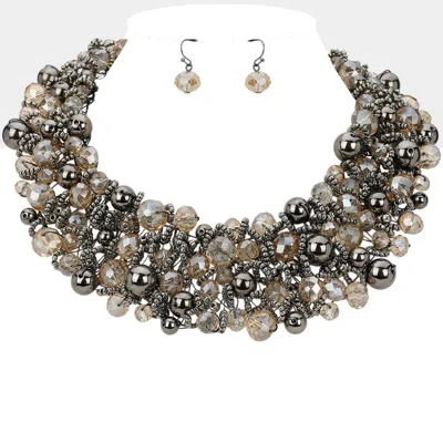 Fashnzfab Metal Ball Faceted Beads Ball Wire Beaded Collar Necklace In Metallic