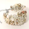 Fashnzfab Metal Ball Faceted Beads Ball Wire Beaded Wide Bracelet Multi, Neutral In Multi