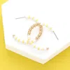 Fashnzfab Metal Ball Heishi Beaded Hoop Earrings In White