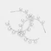 Fashnzfab Metal Ball Hoop Earrings - Matte Silver In Silver