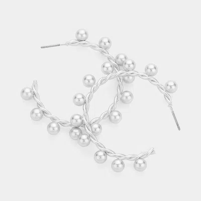 Fashnzfab Metal Ball Hoop Earrings - Matte Silver