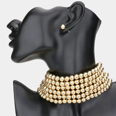 Fashnzfab Metal Ball Link Choker Necklace In Gold