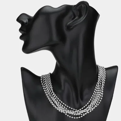 Fashnzfab Metal Ball Multi Layered Strand Necklace In Metallic