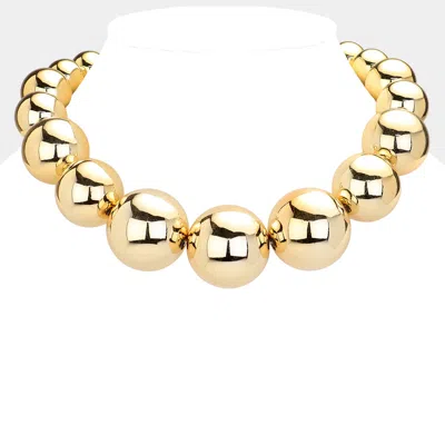 Fashnzfab Metal Ball Necklace In Gold