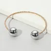 Fashnzfab Metal Ball Open Cuff Bracelet In Gold