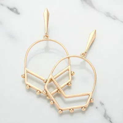 Fashnzfab Metal Ball Pointed Abstract Dangle Earrings In Gold