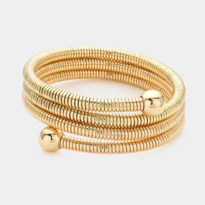 Fashnzfab Metal Ball Pointed Coil Bracelet Gold