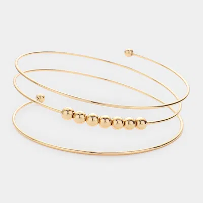 Fashnzfab Metal Ball Pointed Coil Bracelet In Gold