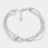 Fashnzfab Metal Ball Pointed Triple Layered Bracelet Rhodium In Multi