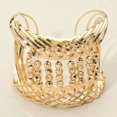 Fashnzfab Metal Ball Pointed Wire Cuff Bracelet Gold