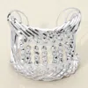 Fashnzfab Metal Ball Pointed Wire Cuff Bracelet Rhodium In Multi