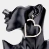 Fashnzfab Metal Ball Rhinestone Open Heart Dangle Earrings - Gold In Gold